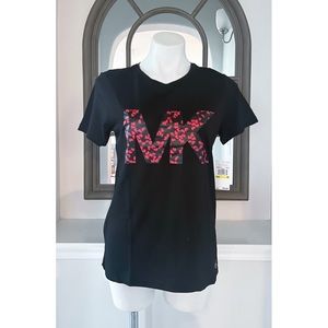 NWT Michael Kors Limited Edition Scarlet Red Short Sleeve Tee in Black Size L